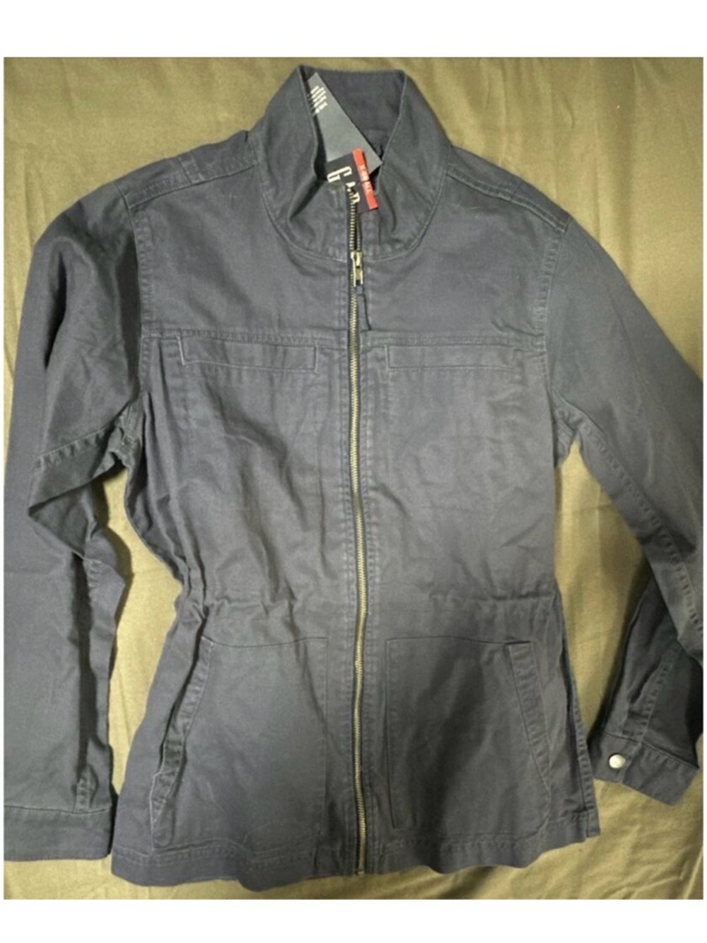 Gap Women's Utility Field Jacket Midnight Blue Full Zip Pockets XXL 100% Cotton